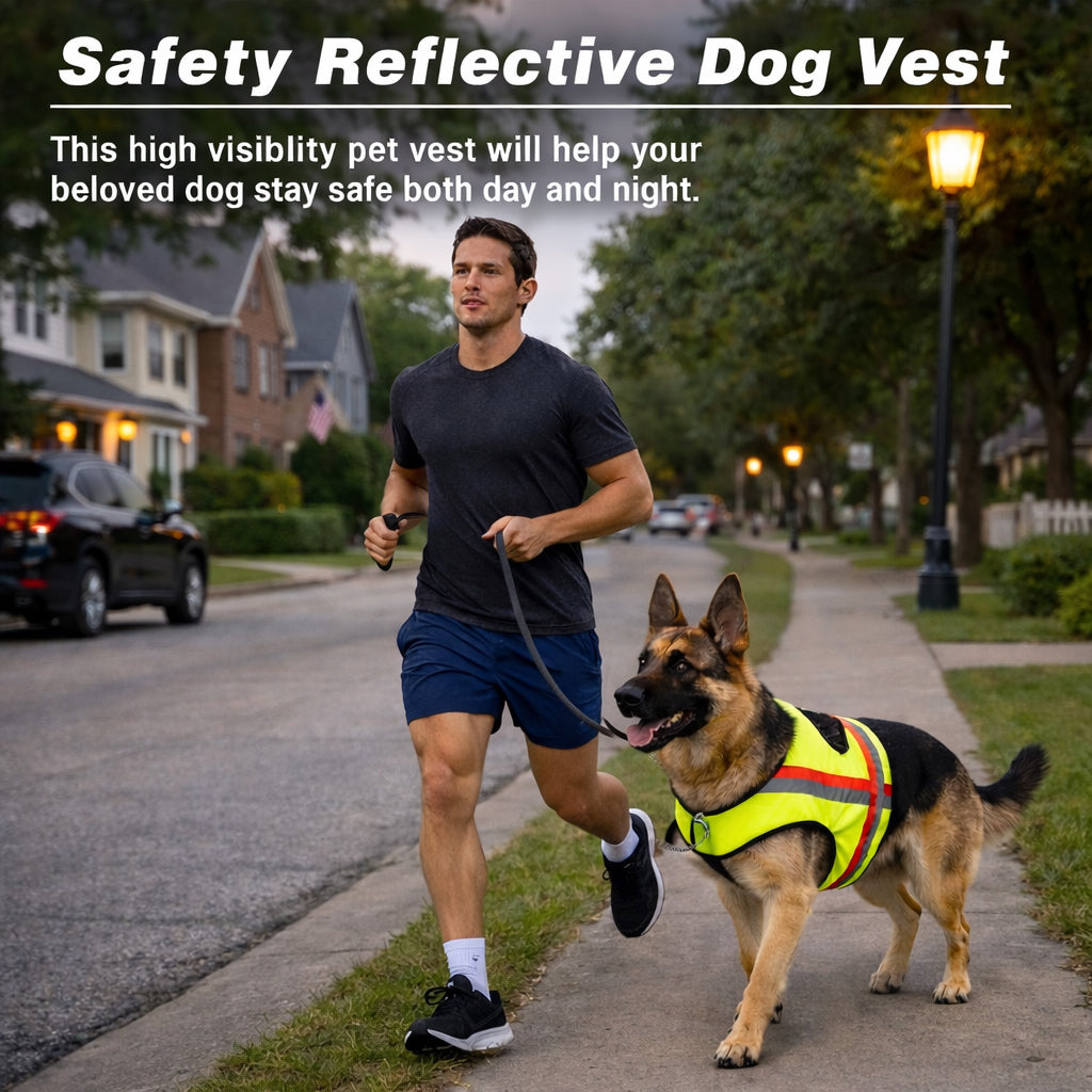 Miyake Reflective Dog Vest – High Visibility Safety Vest for Night Walking, Waterproof Adjustable Dog Hunting Vest for Outdoor Use