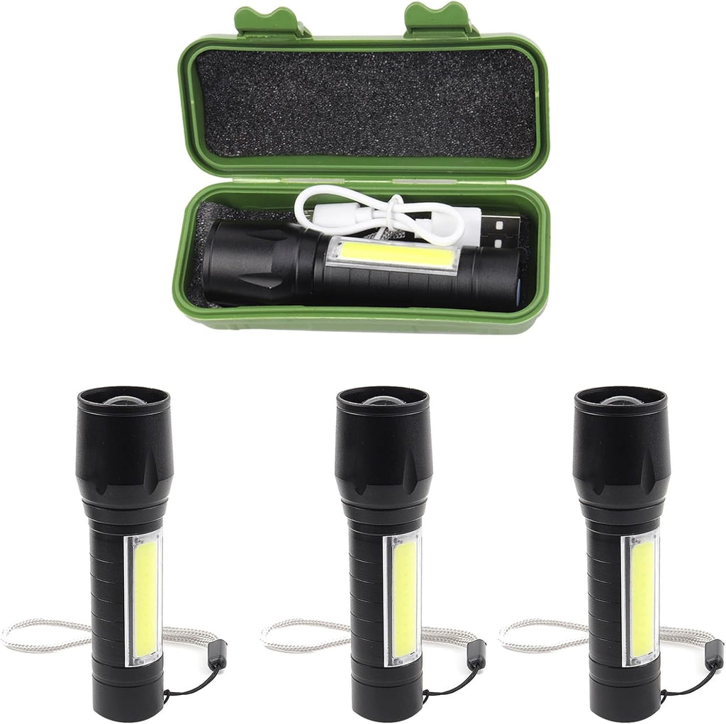 Miyake 4-Pack Rechargeable LED Flashlight with COB Side Light