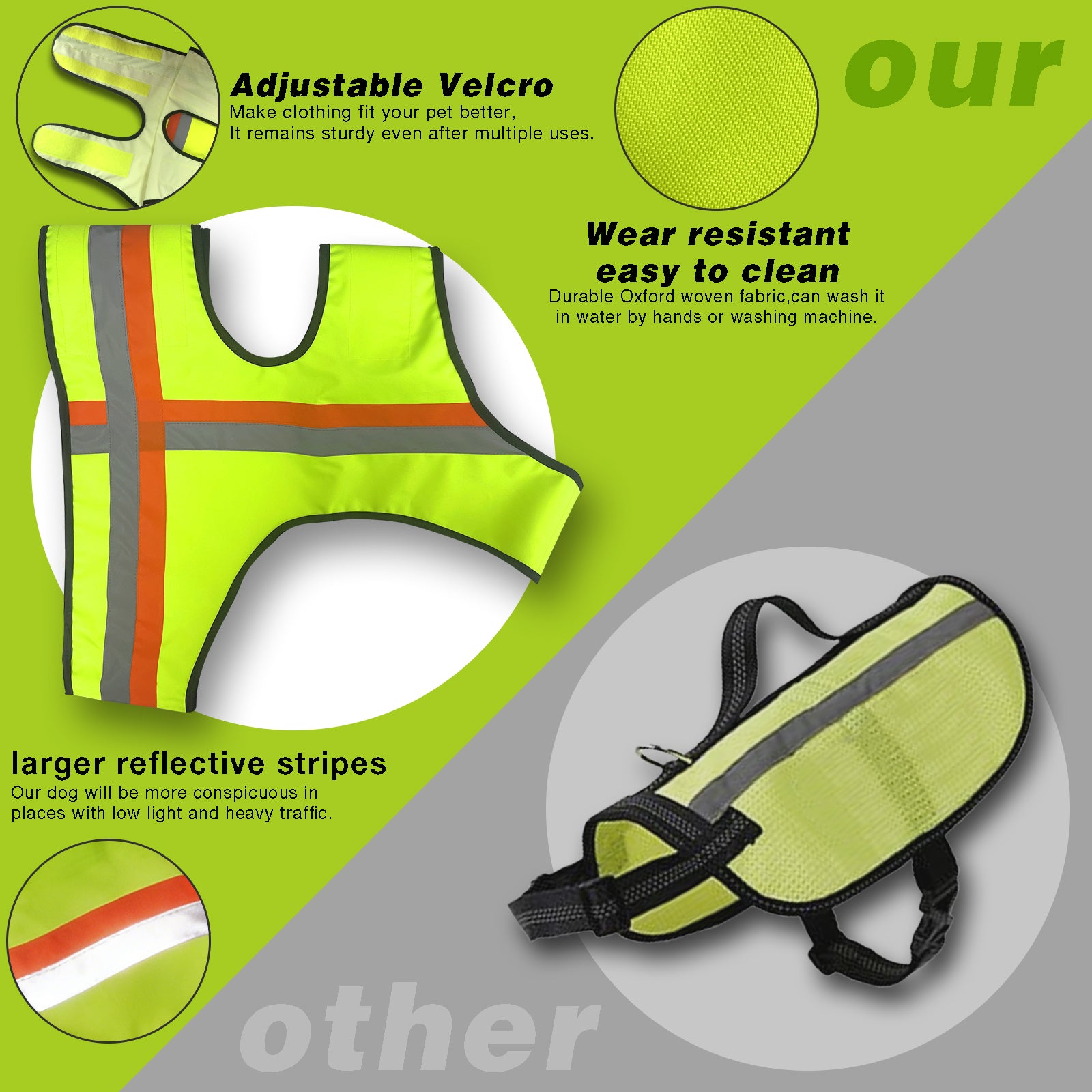 Miyake Reflective Dog Vest – High Visibility Safety Vest for Night Walking, Waterproof Adjustable Dog Hunting Vest for Outdoor Use