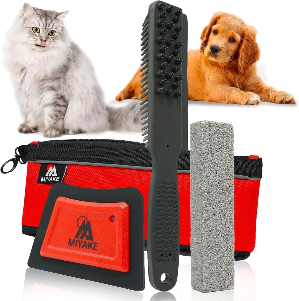 Miyake 3-in-1 Pet Hair Remover Brush with Pumice Stone & Squeegee