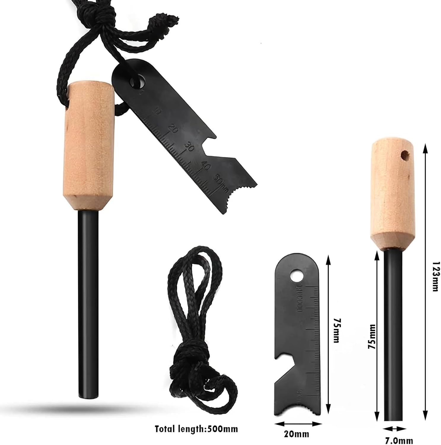 Miyake 4-Pack Ferro Rod Fire Starter with Multi-Tool Striker