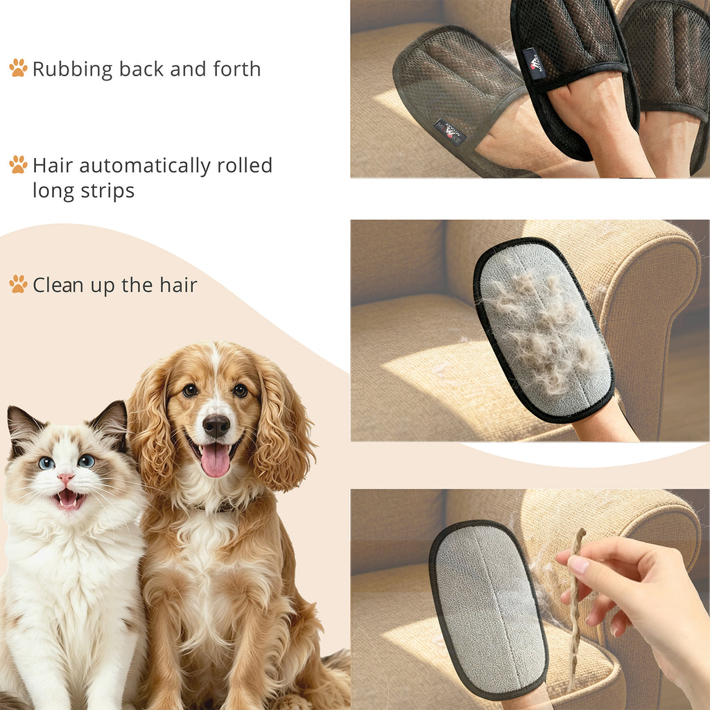 2PCS Pet Hair Removal Gloves, Anti-Static Dog & Cat Grooming Gloves