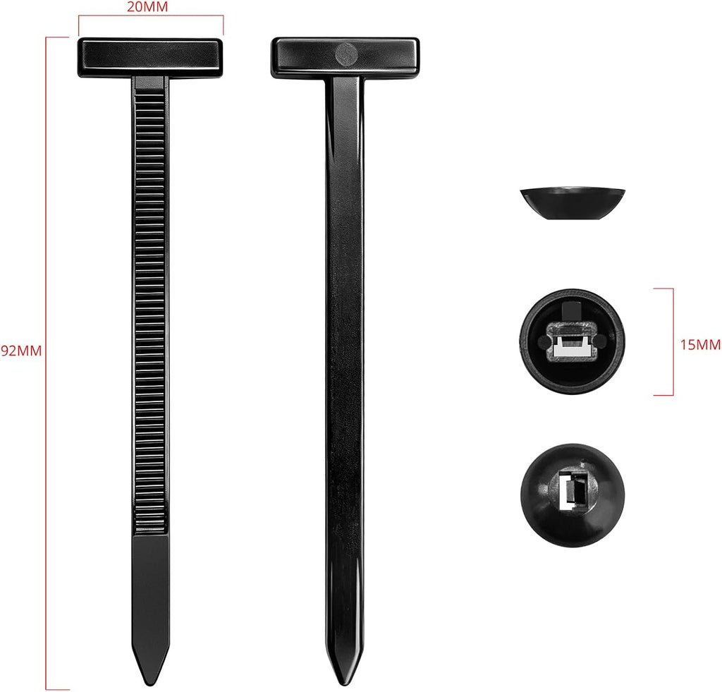Miyake Nylon Cable Tie Buckles 100PCS - Self-Locking Automotive Push Pin Rivets for Bumper Fender Trunk Repair