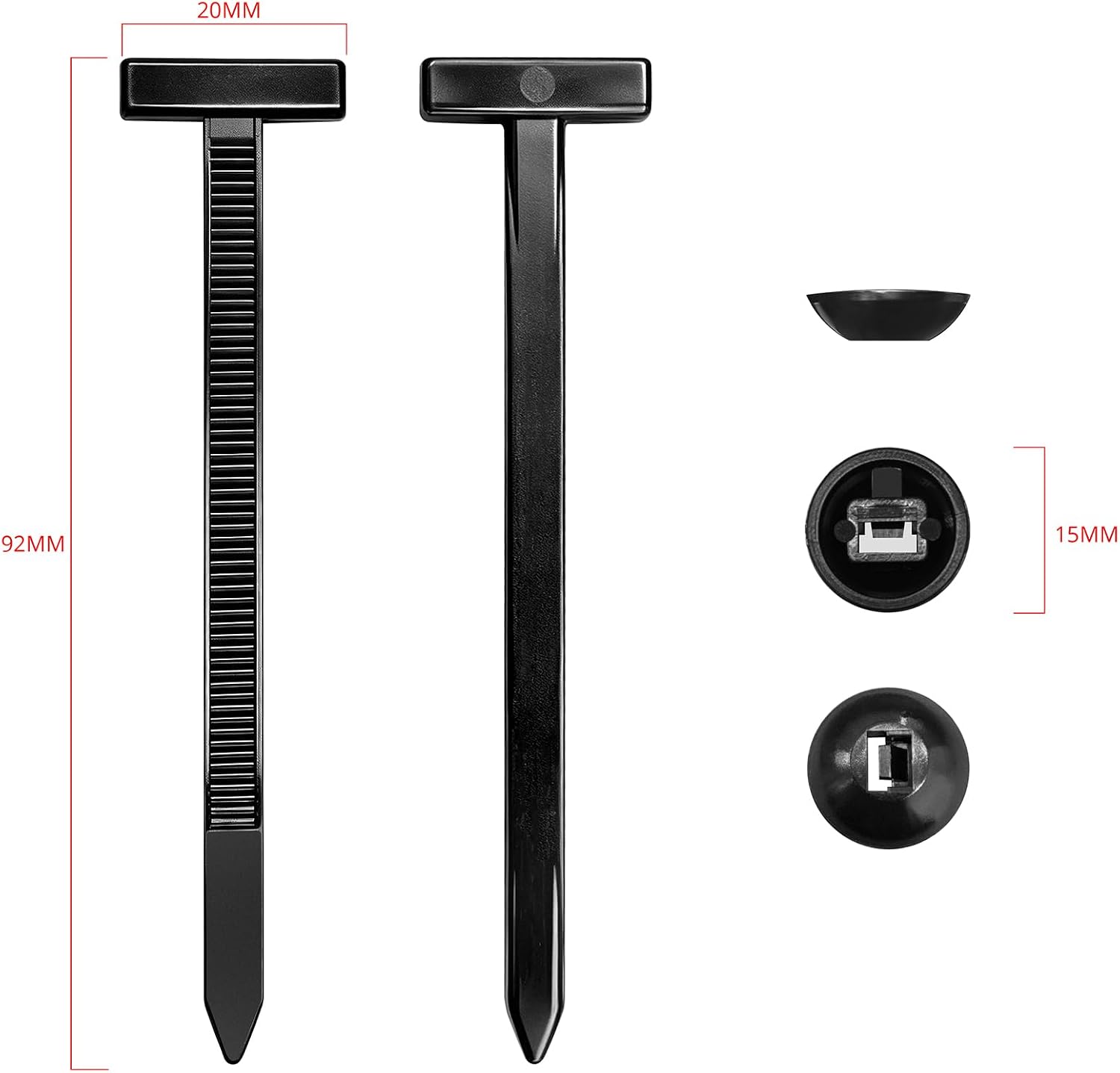 Miyake Nylon Cable Tie Buckles 100PCS - Self-Locking Automotive Push Pin Rivets for Bumper Fender Trunk Repair
