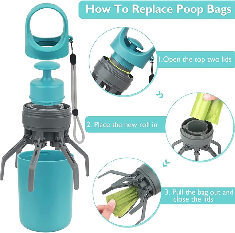 Miyake Mini Portable 3-in-1 Pooper Scooper with Poop Bag Dispenser