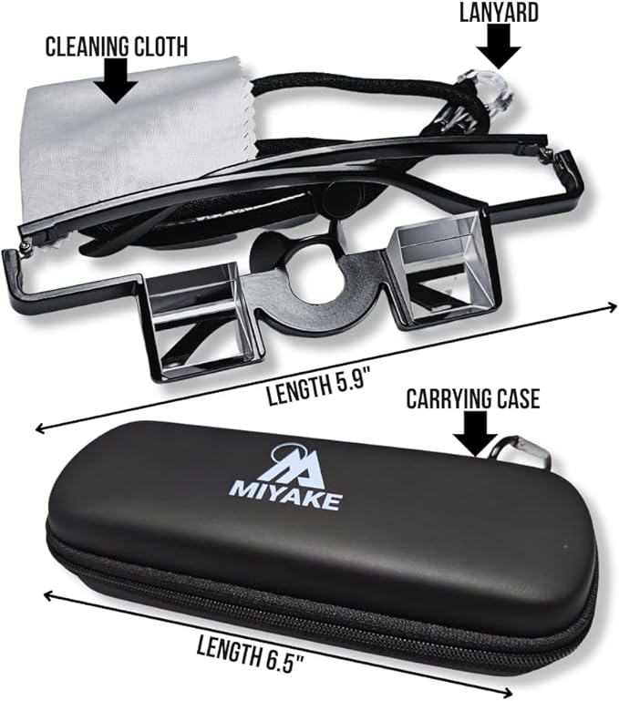 Miyake Belay Glasses with Case and Neck Strap -Black