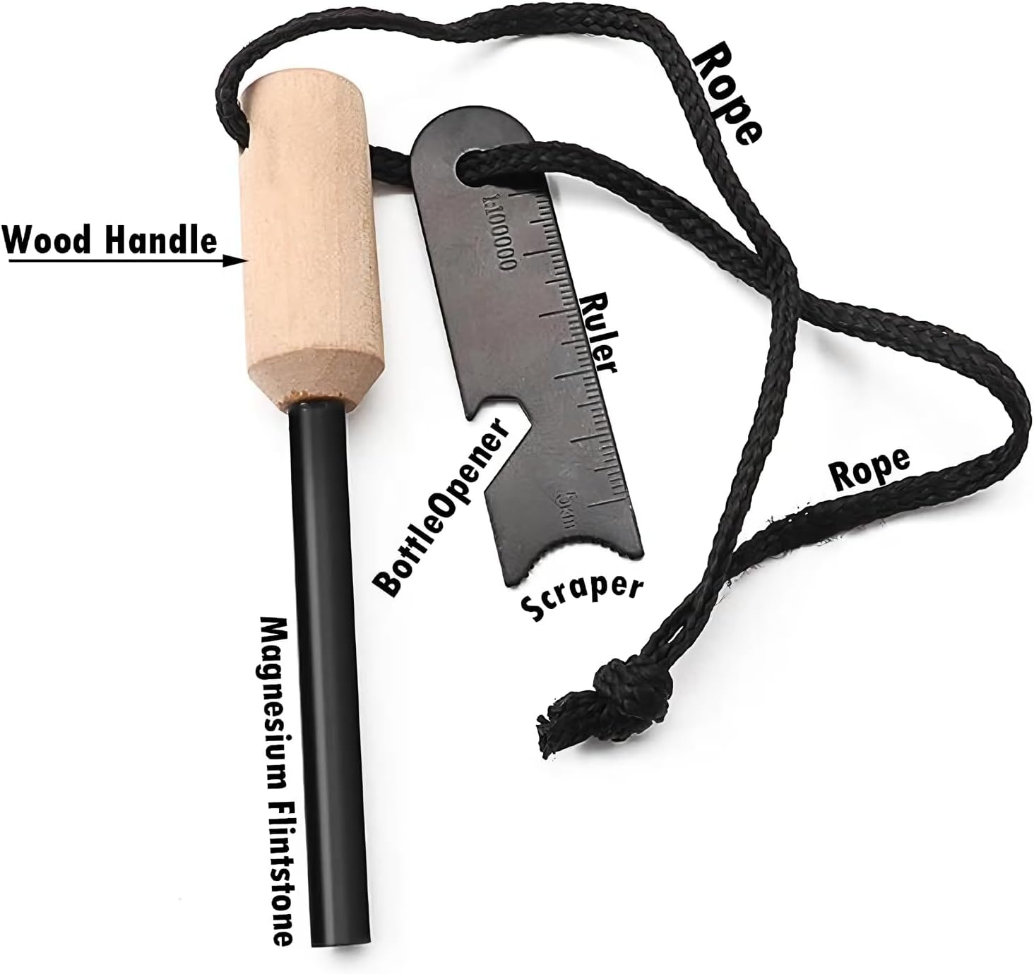 Miyake 4-Pack Ferro Rod Fire Starter with Multi-Tool Striker