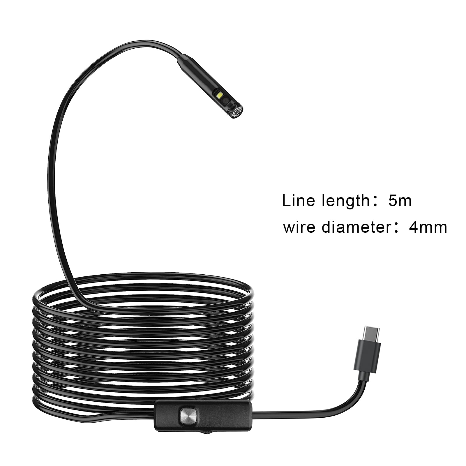 Dual-Lens Endoscope Camera with Light, 1080P HD Borescope for iPhone & Android, USB-C Inspection Camera, 16.4FT Semi-Rigid Cable, 8 LED Lights, IP67 Waterproof