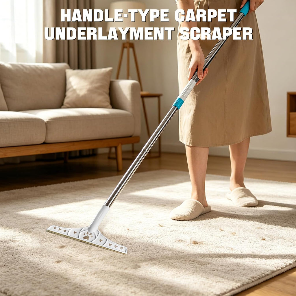 Pet Hair Carpet Rake with 55-Inch Adjustable Handle, Copper Blade Carpet Hair Removal Tool for Rugs, Carpet, Couch, Stairs & Upholstery