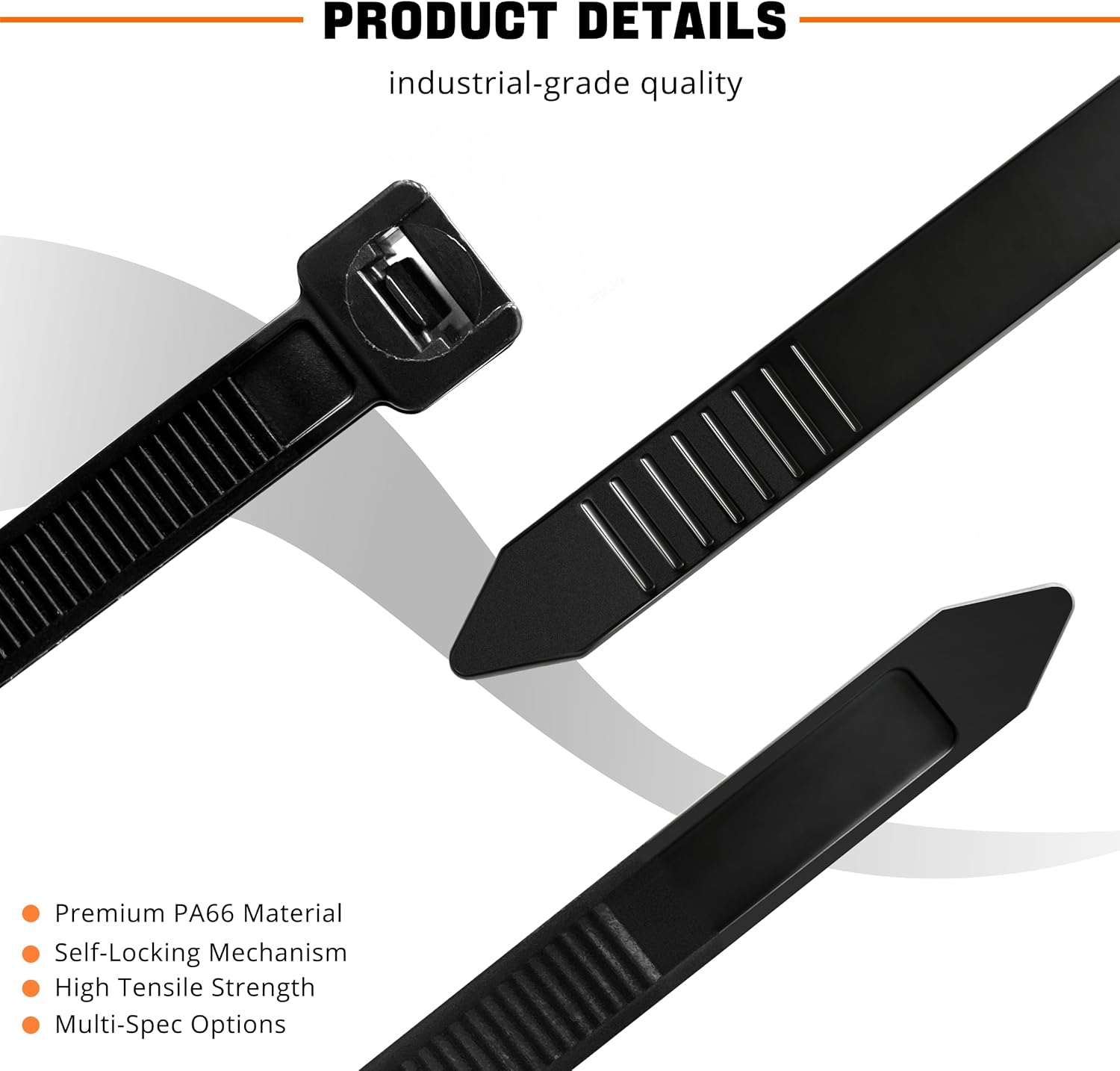 Miyake 18 Inch Heavy Duty Zip Ties 100PCS - 120LBS Tensile Strength, 7.6mm Wide PA66 Nylon Self-Locking UV Resistant Black Cable Ties