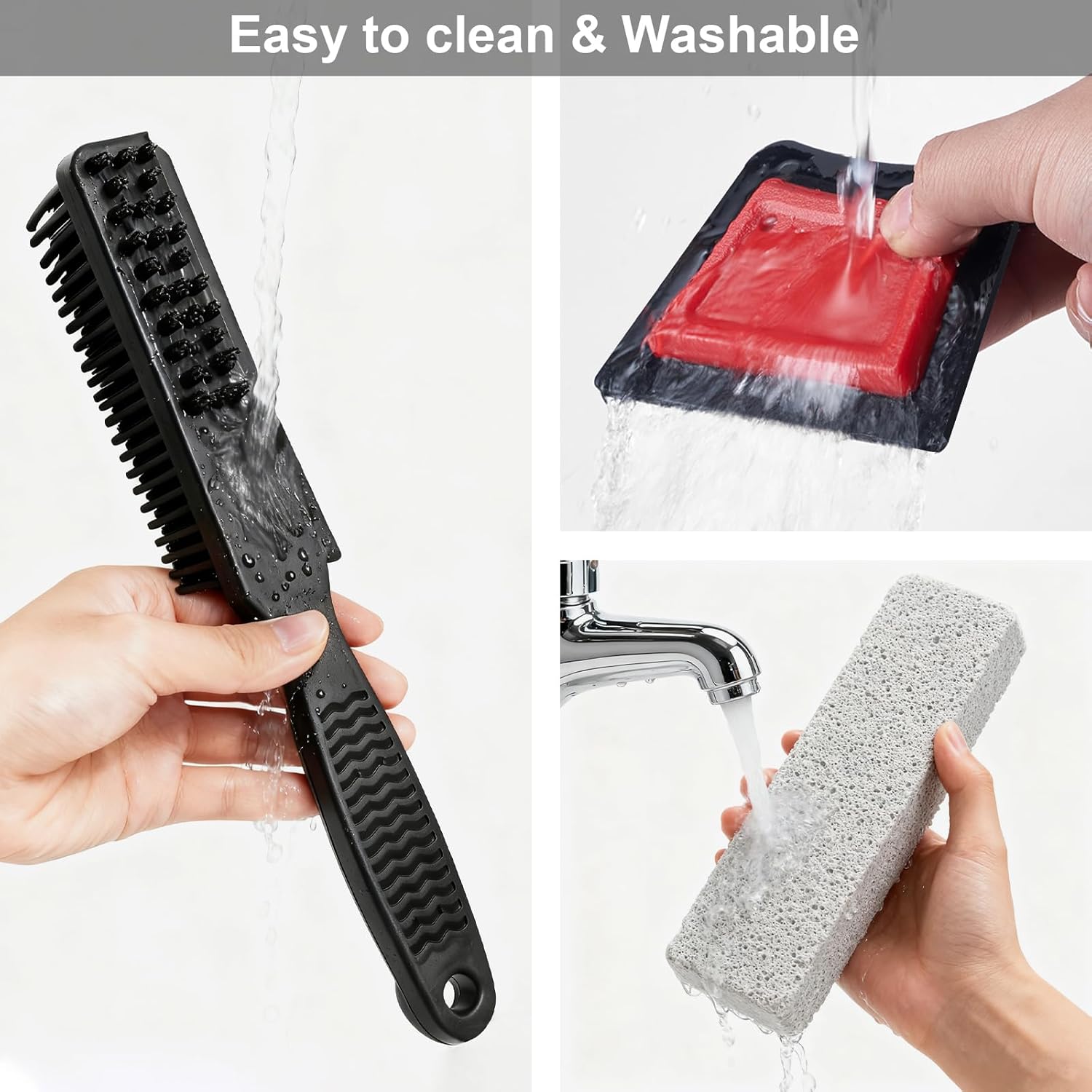 Miyake 3-in-1 Pet Hair Remover Brush with Pumice Stone & Squeegee