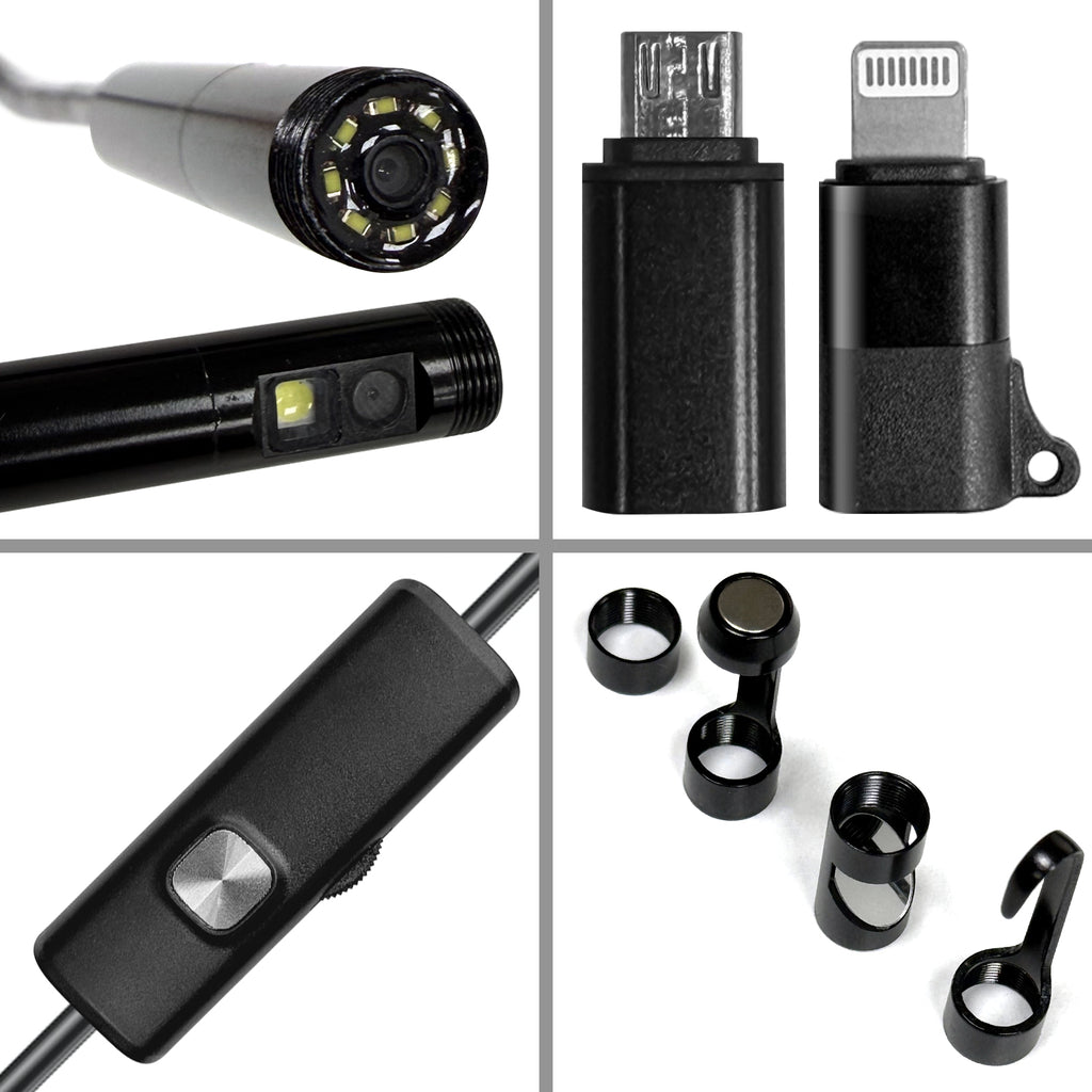 Dual-Lens Endoscope Camera with Light, 1080P HD Borescope for iPhone & Android, USB-C Inspection Camera, 16.4FT Semi-Rigid Cable, 8 LED Lights, IP67 Waterproof