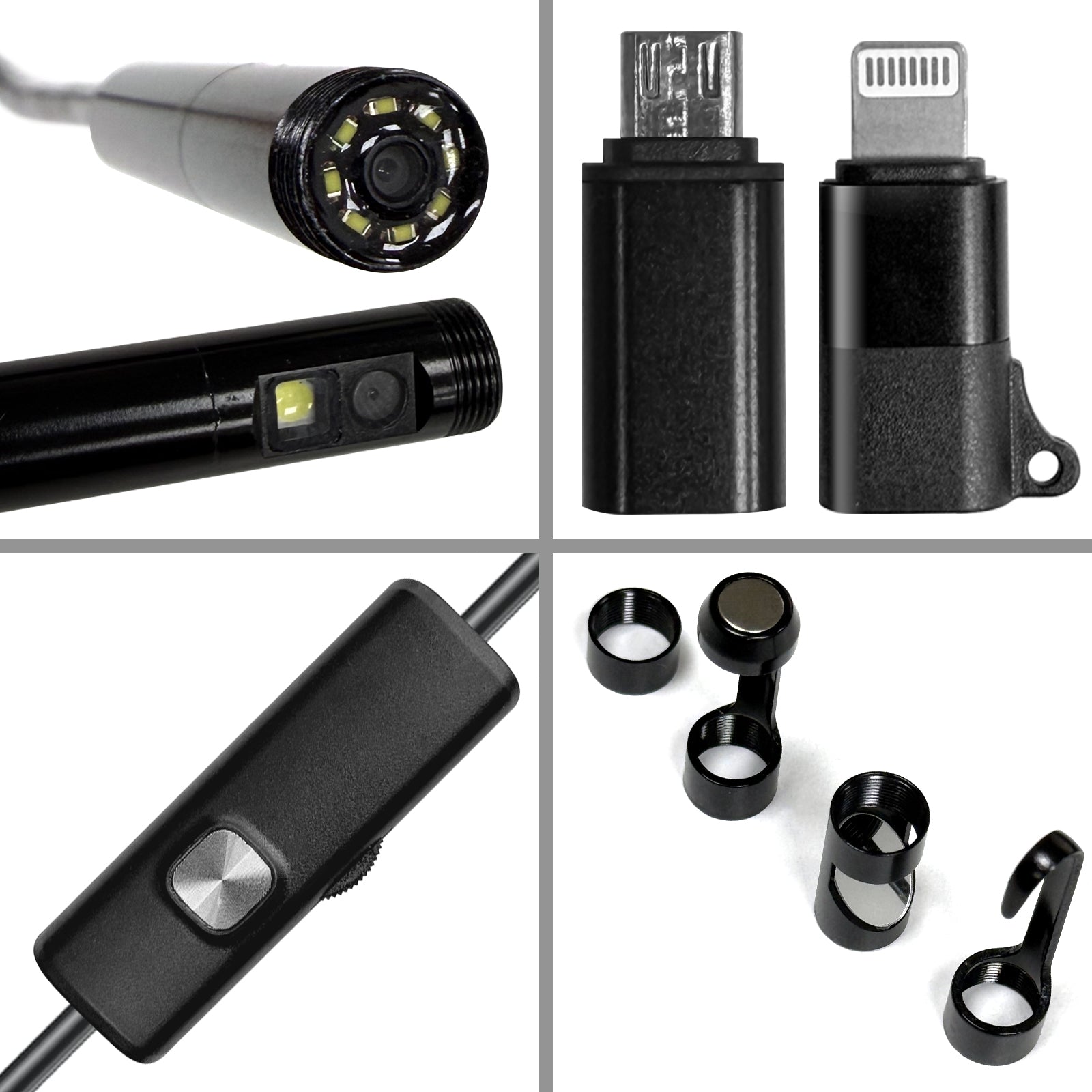 Dual-Lens Endoscope Camera with Light, 1080P HD Borescope for iPhone & Android, USB-C Inspection Camera, 16.4FT Semi-Rigid Cable, 8 LED Lights, IP67 Waterproof
