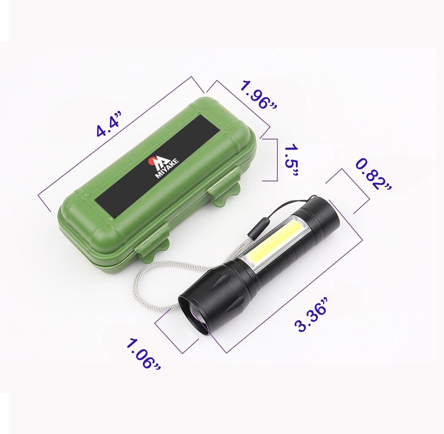 Miyake 4-Pack Rechargeable LED Flashlight with COB Side Light
