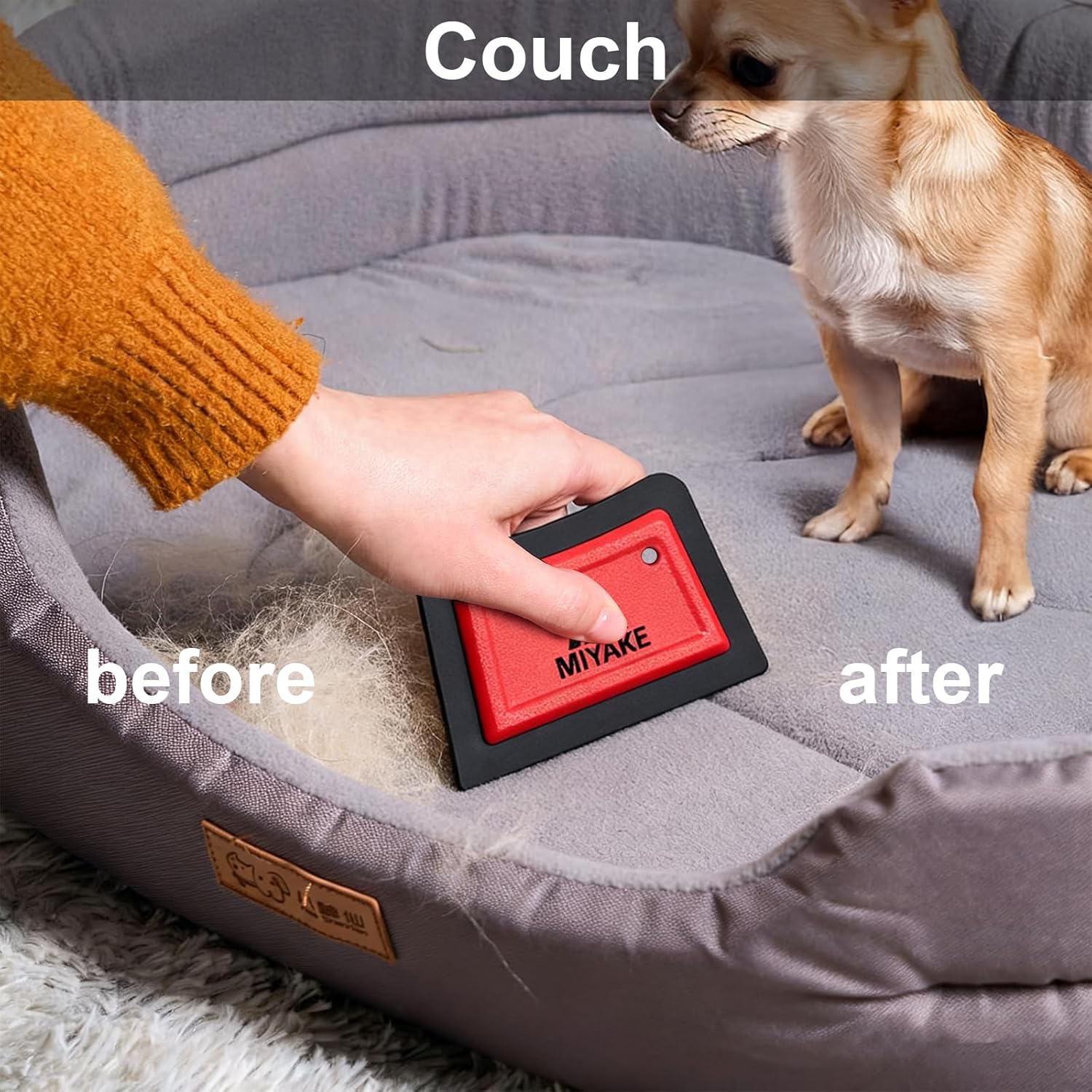 Miyake 3-in-1 Pet Hair Remover Brush with Pumice Stone & Squeegee