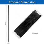 Miyake 18 Inch Heavy Duty Zip Ties 100PCS - 120LBS Tensile Strength, 7.6mm Wide PA66 Nylon Self-Locking UV Resistant Black Cable Ties