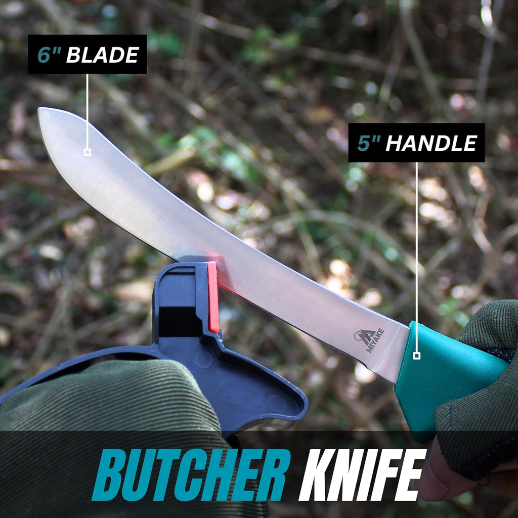 Miyake 7-Piece Deer Hunting Knife Set with Sheath and Sharpener