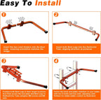 Heavy-Duty Ladder Stabilizer, Adjustable Extension Ladder Stabilizer with Roof Hook, Universal Carbon Steel Ladder Accessory for Aluminum, Fiberglass & Wooden Ladders