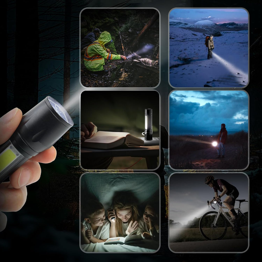 Miyake 4-Pack Rechargeable LED Flashlight with COB Side Light