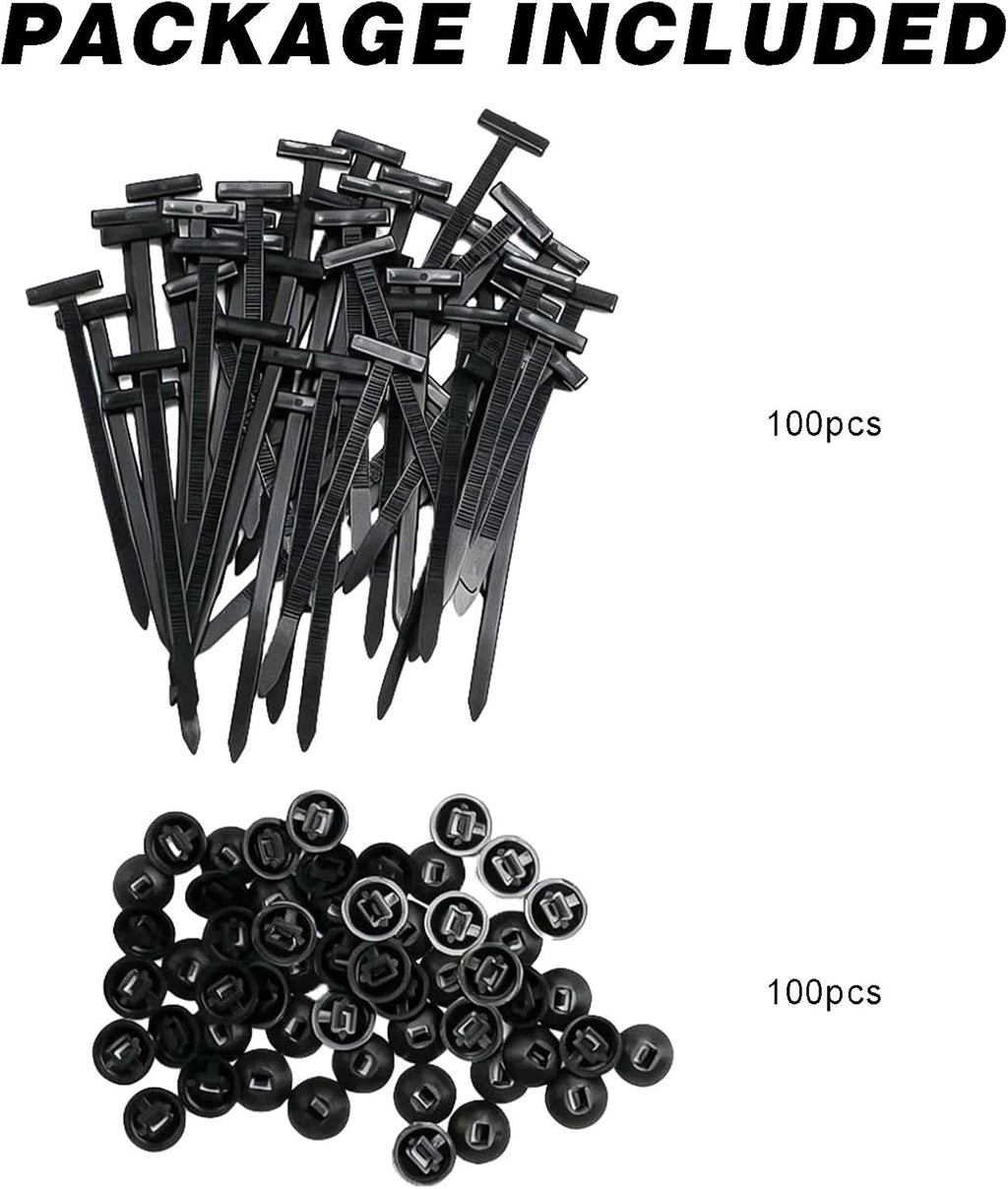 Miyake Nylon Cable Tie Buckles 100PCS - Self-Locking Automotive Push Pin Rivets for Bumper Fender Trunk Repair