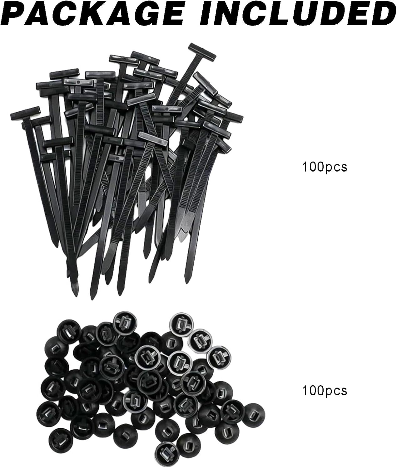 Miyake Nylon Cable Tie Buckles 100PCS - Self-Locking Automotive Push Pin Rivets for Bumper Fender Trunk Repair