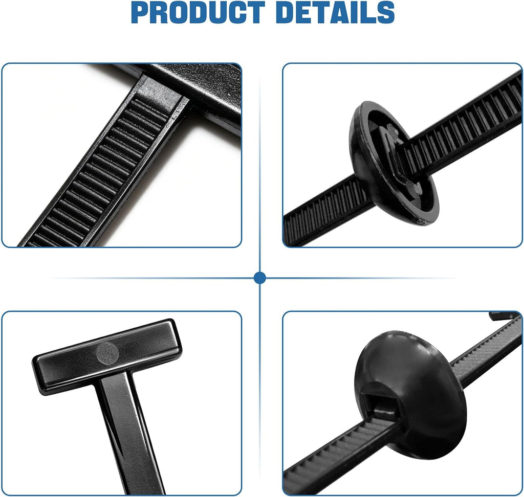 Miyake Nylon Cable Tie Buckles 100PCS - Self-Locking Automotive Push Pin Rivets for Bumper Fender Trunk Repair