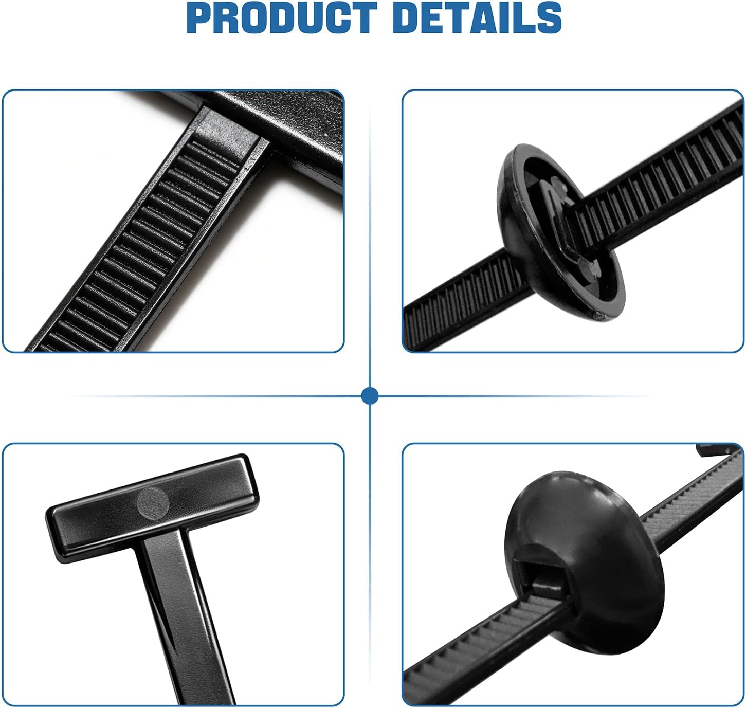 Miyake Nylon Cable Tie Buckles 100PCS - Self-Locking Automotive Push Pin Rivets for Bumper Fender Trunk Repair