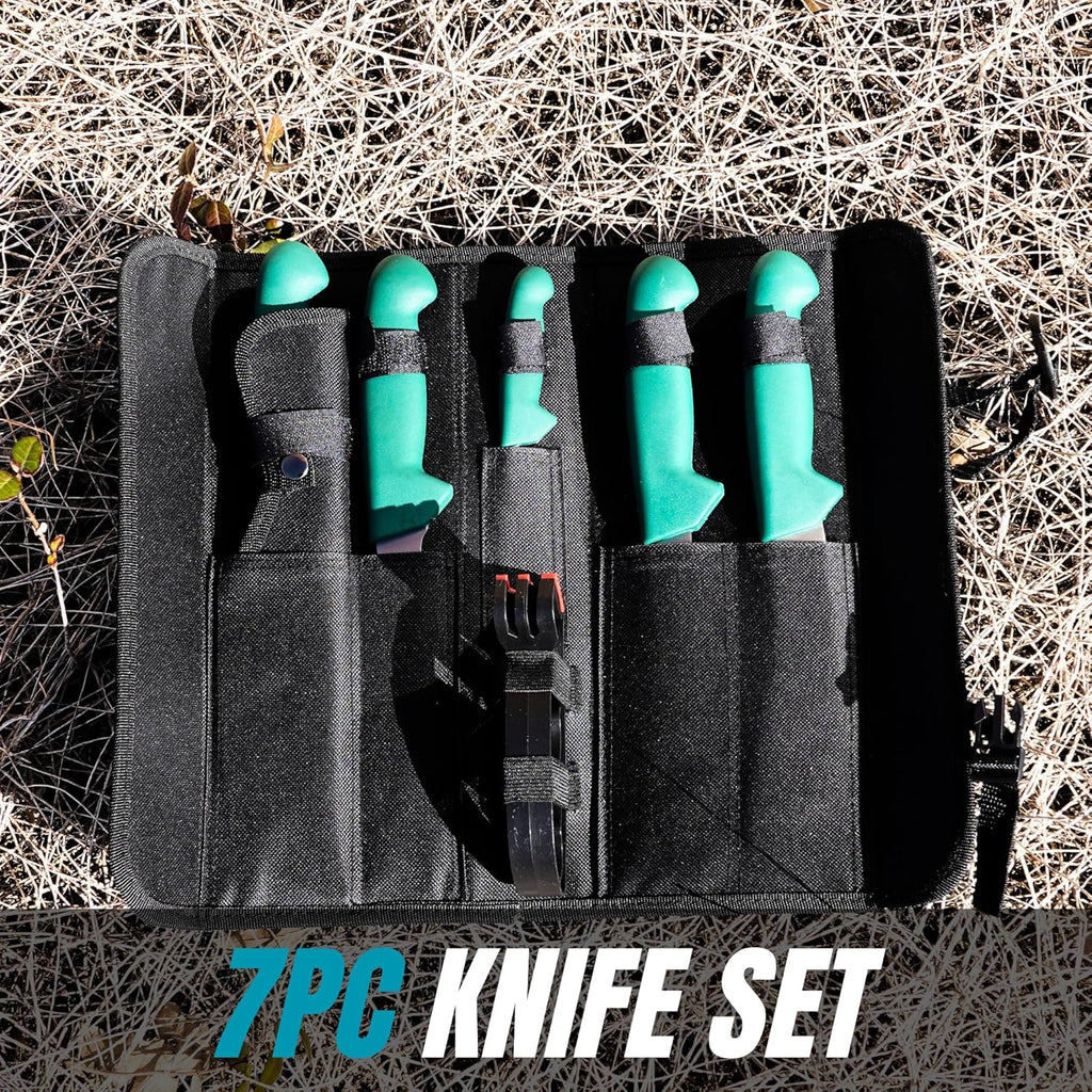 Miyake 7-Piece Deer Hunting Knife Set with Sheath and Sharpener