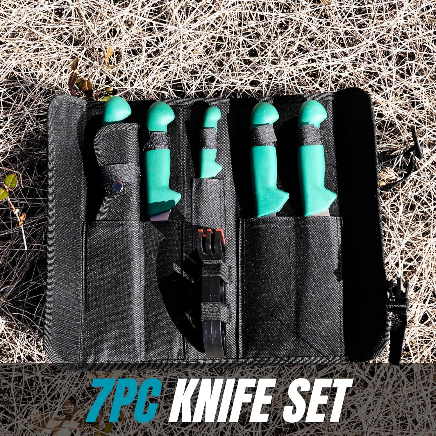 Miyake 7-Piece Deer Hunting Knife Set with Sheath and Sharpener