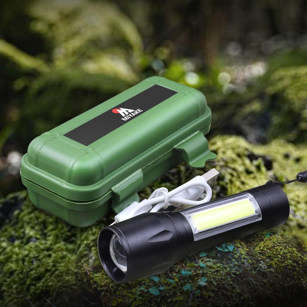 Miyake 4-Pack Rechargeable LED Flashlight with COB Side Light